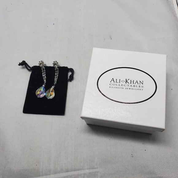 Ali Khan bridal rhinestone drop earrings - Picture 3 of 11
